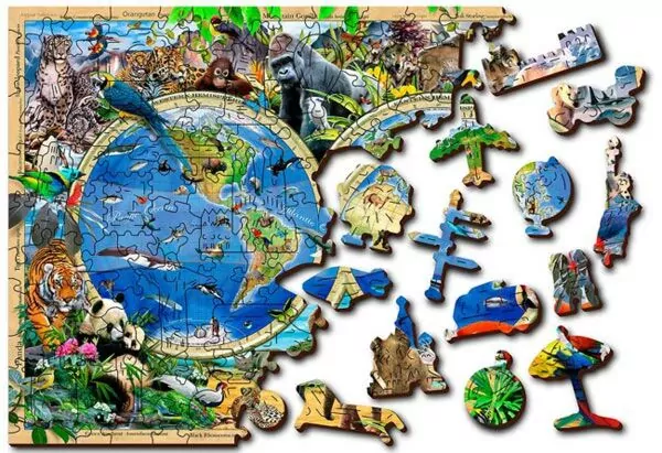 stopverf geschenk Lang Wooden City Puzzle: Animal Kingdom Map XL