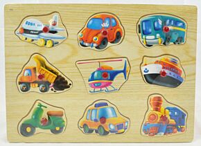 Inlegpuzzel met 9 verschillende voertuigen (First Learning Company)