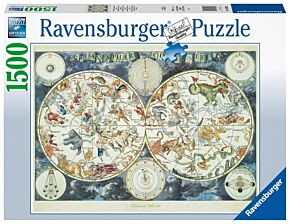 Wereldkaart met fantasierijke dieren (Ravensburger puzzel)