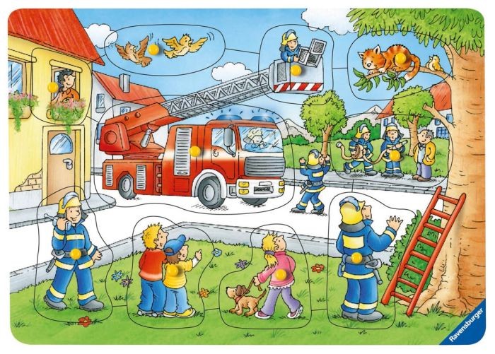 inlegpuzzel in hout - thema brandweer